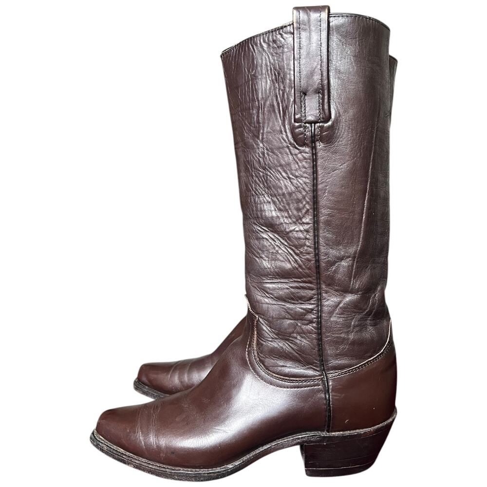 Vintage 70s Frye Brown Leather Tall Riding Boots Made in USA Men’s 7D